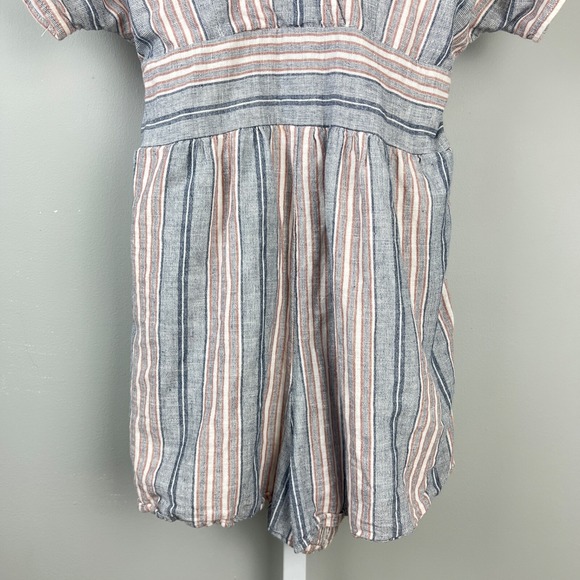 American Eagle Outfitters Shorts Romper Womens Large Cotton Linen Stripe‎ - Picture 4 of 6